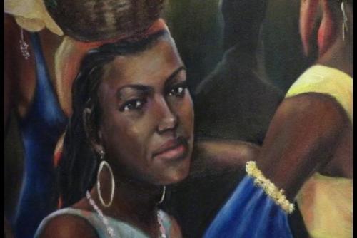 'Young Exuberance' (Detail) Oil on Canvas) - Karl 'Jerry' Craig - Jamaica